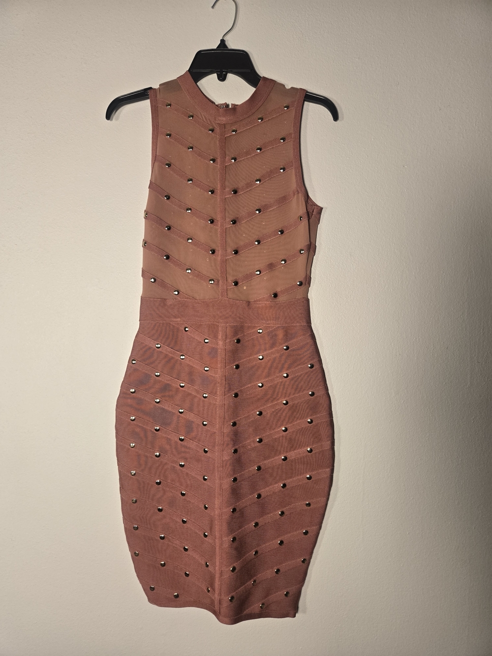 Hera Collection Studded Bodycon Mini Dress in Dusty Rose